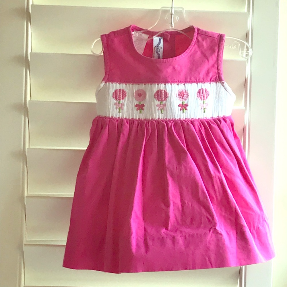 VGUC.  9m Pink, Silly Goose Hand Smocked Dress.